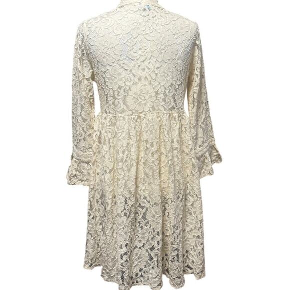 Sundance Cream Lace Babydoll Dress Medium Petite Boho Prairie (Slip Needed) - Picture 4 of 6